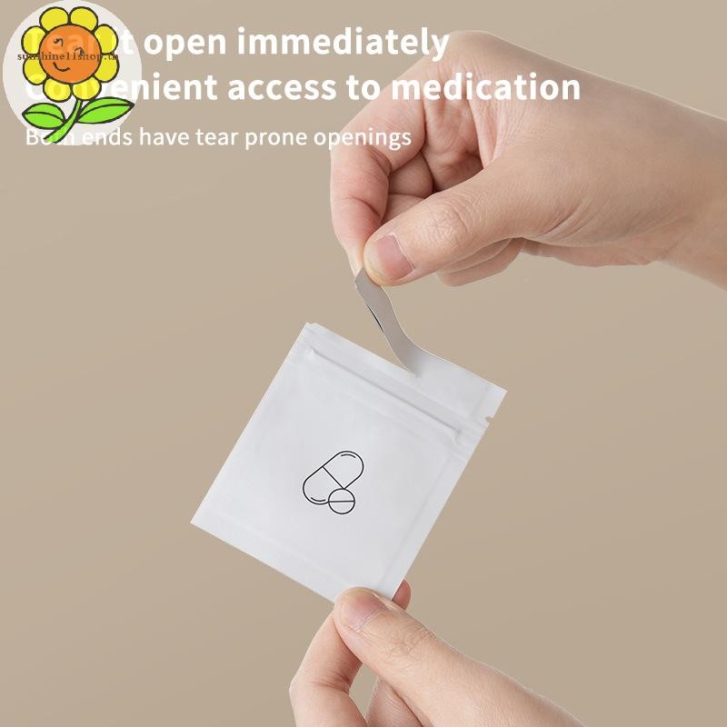 Sunshop 30 ชิ้น Mini Pill Dispenser กระเป๋าแบบพกพา Self-Sealing กันน้ําองค์กรเก็บหนาอลูมิเนียมฟอยล์ถุงยา TH