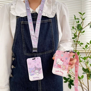 น่ารัก Hard Card Holder พร้อมเชือกสไลด์ Cover Kuromi Cinnamoroll สําหรับ Student ID/Bank/Photocard แขวนคอผู้ถือ