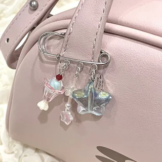 ลูกปัด Star จี้ Pin เข็มกลัด Charms กระเป๋า Pins แขวนอุปกรณ์เสริมพวงกุญแจน่ารักหวานเครื่องประดับ Y2k Simple