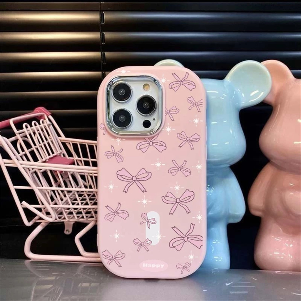 โบว์สีชมพู เคสโทรศัพท์ เคส Redmi 13C 12 9A 9C 10 9 10A 9T 12C 10C A1 Note 12 8 10 13 11 Pro 10s 9 11s POCO X3 M5S - รูปที่ 4