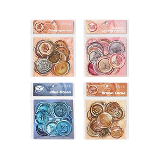 Journamm 25 PCS PET Wax Seal สติกเกอร์ความคิดสร้างสรรค์กาว Diy สติกเกอร์ Hand Made ตกแต่ง Junk Journal Collage สติกเกอร์