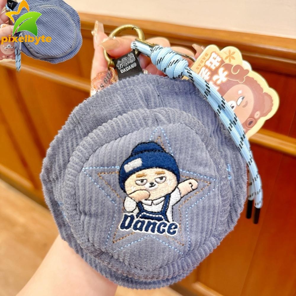 Pixelbyte Dadan Go Wild Plush Purse Bag, Bucket Hat Corduroy Dadan Bear Coin Purse Wallet, Funny Hea