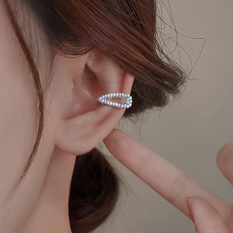 1 ชิ้น Hairpin หู Cuff Non Pierced ต่างหูสําหรับผู้หญิงคุณภาพสูงเงินสี Rhinestone คลิปบนต่างหูกระดูกอ่อนเครื่องประดับ