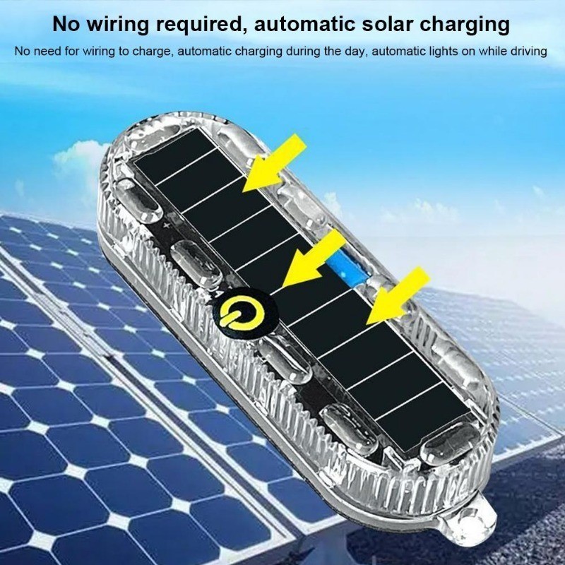 1/2/4ชิ้น ไฟเตือนกระพริบพลังงานแสงอาทิตย์ - ไอพี65 กันน้ําฉุกเฉินไฟท้าย - อุปกรณ์ตกแต่งรถมอเตอร์ไซค์รถยนต์ - รูปที่ 5