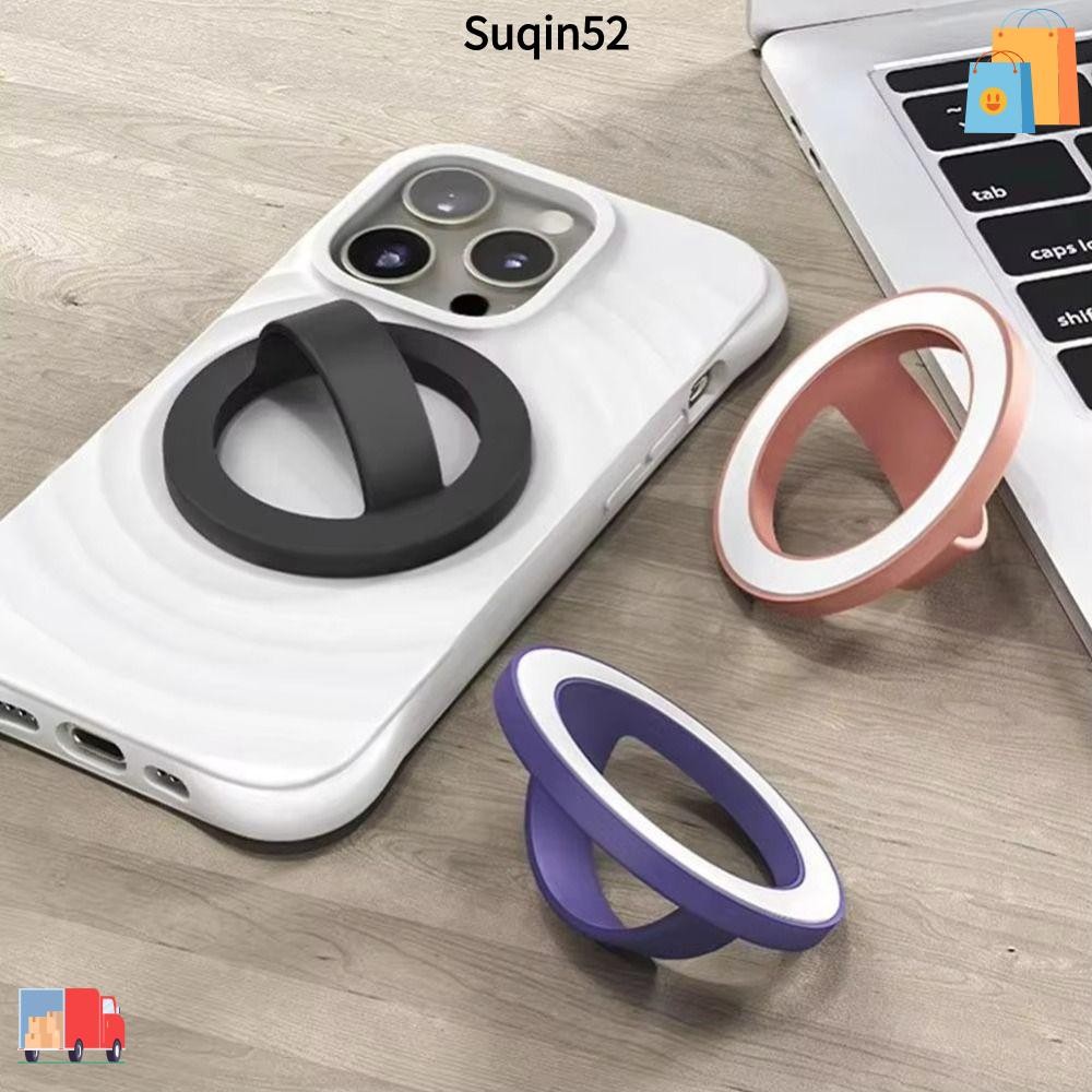 SUQIN52 ที่วางแหวนนิ้ว, Anti-fall Strong Absorption Magnetic Phone Back Grip, แบบพกพา Creative สําหรับ Magsafe ซิลิโคนเหลวโทรศัพท์ Mount Universal