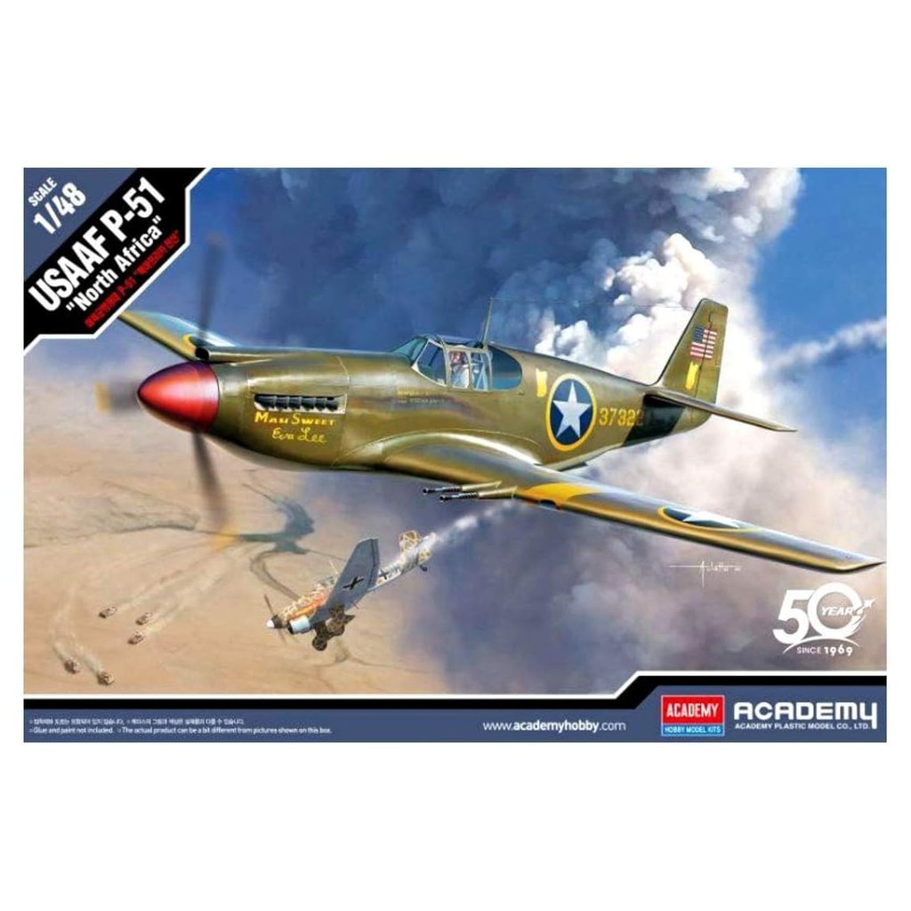 Academy 1/48 U.S. Army Air Forces P-51 Mustang North Africa Campaign Plastic Model 12338