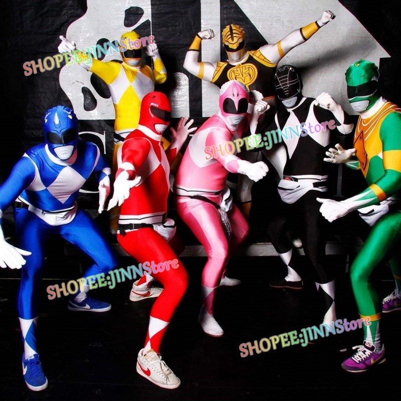 -JINN-ผู้ใหญ่/เด็ก Superhero POWER RANGERS คอสเพลย์คอสเพลย์ Jumpsuit Carnival Party แฟนซีชุดเครื่องแต่งกาย