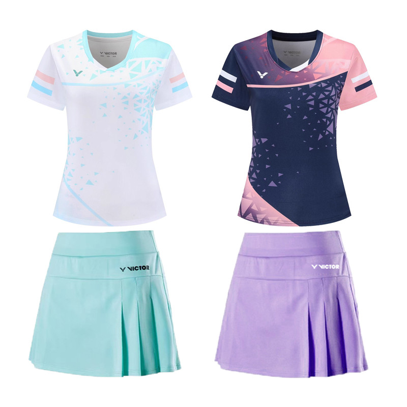 ใหม่ล่าสุด 2025 ผู้ชนะ เสื้อยืดมืออาชีพแบดมินตันย์ชุดระบายอากาศแห้งเร็วท็อปส์2-ใน-1กระโปรงสําหรับสาวเลดี้