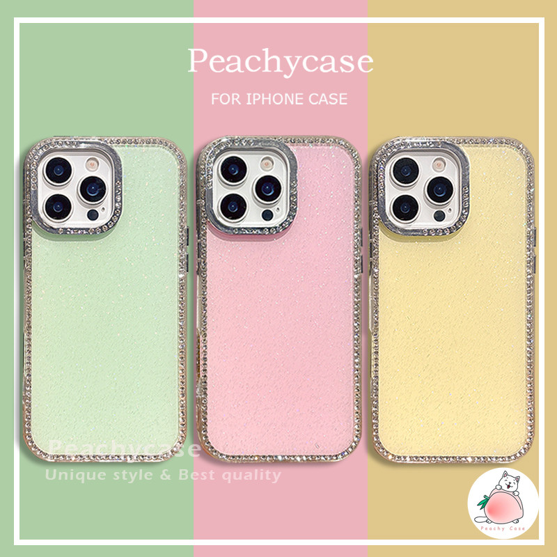หรูหราเพชรกรอบลูกอมสีแววกรณีโทรศัพท์เข้ากันได้สําหรับ ไอโฟน 16 15 14บวก13 12 11 มือโปร สูงสุด ช็อกหลักฐานอะคริลิฮาร์ดพีซีมือถือปกหลังปลอก