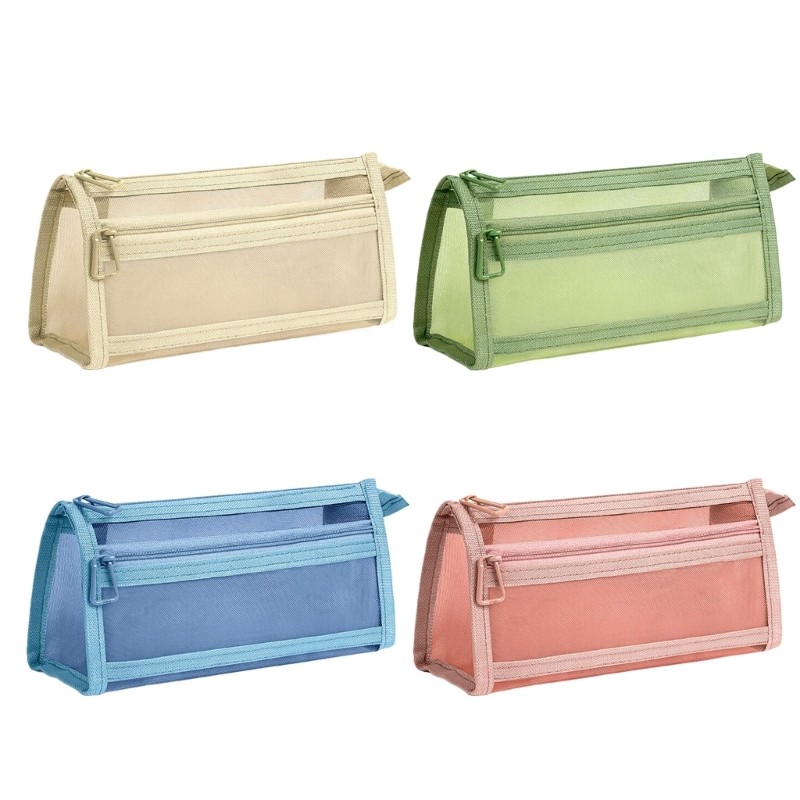 ✿ สองชั้นตาข่ายปากกากระเป๋าความงามปากกากระเป๋ากระเป๋าปากกากรณีดินสอถุงตาข่าย