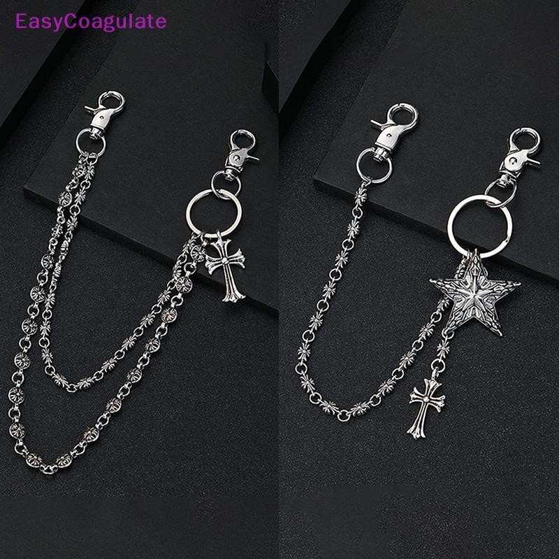 Eas บุคลิกภาพกระเป๋าสตางค์ Punk Hip Hop Rock กางเกงโลหะ Cross ผู้ชายผู้หญิงกระเป๋า Trinket จี้ Ate