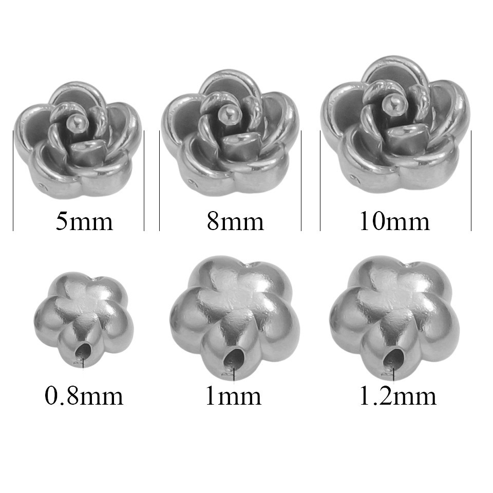 สแตนเลส 3D Rose Perforated ลูกปัด Handmade Perforated Beaded อุปกรณ์เสริมสร้อยข้อมือเครื่องประดับ DIY สร้อยคออุปกรณ์เสริม ราคา ถูกที่สุด ดีลบีเคเค แกลเลอรีภาพที่ 4