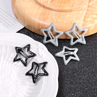 เครื่องประดับผมผู้หญิงเกาหลี-แฟชั่นY2kสีดําสีเทาStarคลิปผม-น้ํามันDrop Metal Barrettes-น่ารักHeadwear-สําหรับสาว