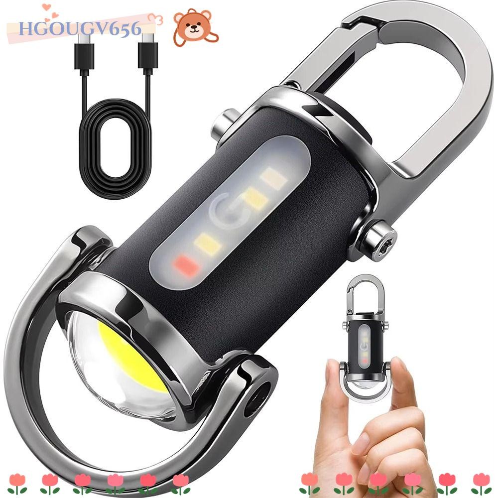 HGOUGV656 ไฟฉาย LED, ไฟฉายพวงกุญแจขนาดเล็กสว่างเป็นพิเศษ, พร้อมแสงสีแดงและสีฟ้า USB ชาร์จไฟทํางานแบบพกพากลางแจ้ง