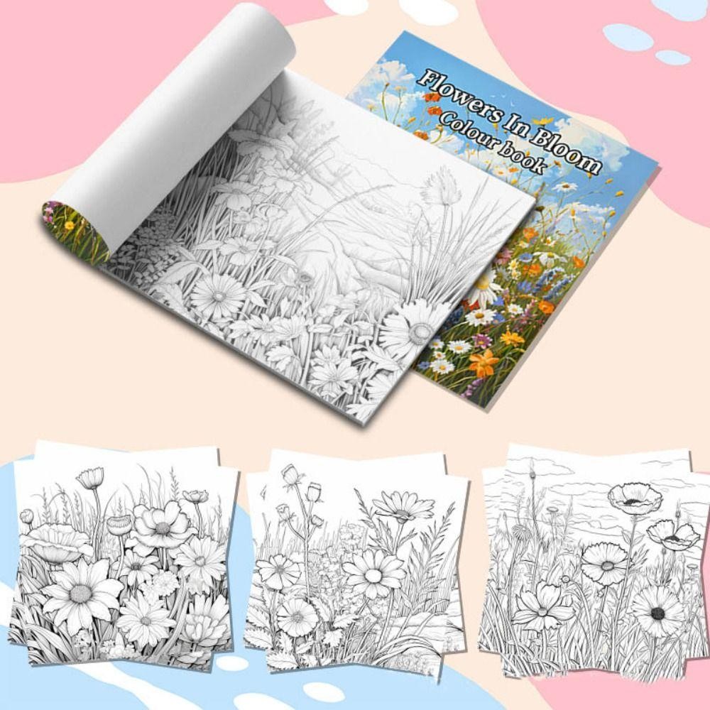 ROSE 20 แผ่น สมุดระบายสี, กระดาษ Multi Theme หนังสือภาพวาด Graffiti, การ์ตูน Graffiti Van Gogh สไตล์ดอกไม้ Doodles Book การศึกษา