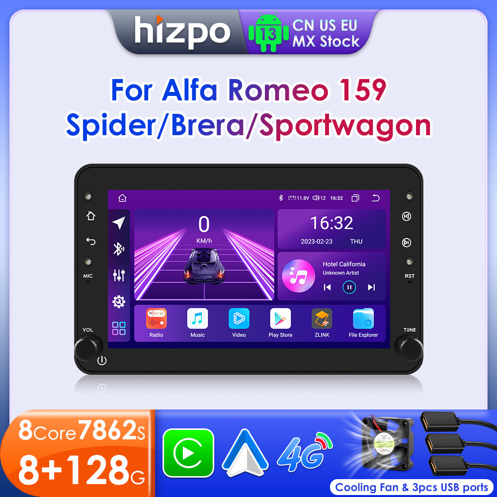 Hizpo Android วิทยุอัตโนมัติสําหรับ Alfa Romeo 159 Brera Spider Sportwagon Carplay รถมัลติมีเดีย RDS