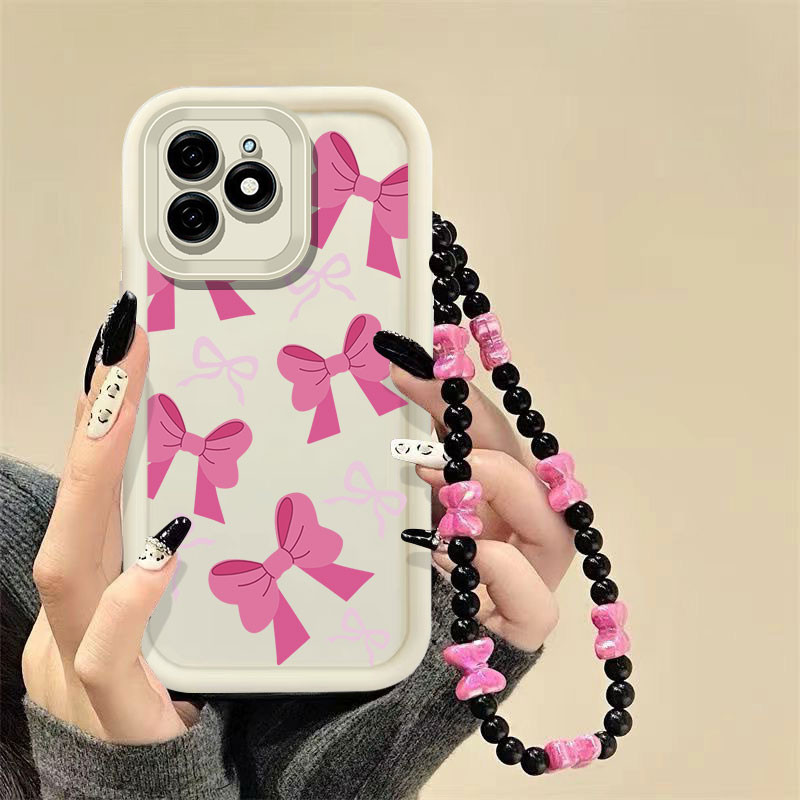 สร้อยข้อมือลูกปัดโบว์เคสโทรศัพท์สําหรับ Infinix Smart 9 HD Tecno POP 9 Spark Go 1 Spark Go 2025 กันก