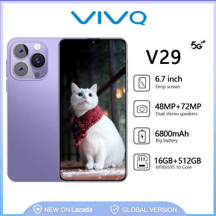 โทรศัพท์มือถือ VIVQ V29 6.7 นิ้ว Full HD Screen 4G/5G โทรศัพท์ราคาถูก 16GB RAM+1024GB ROM