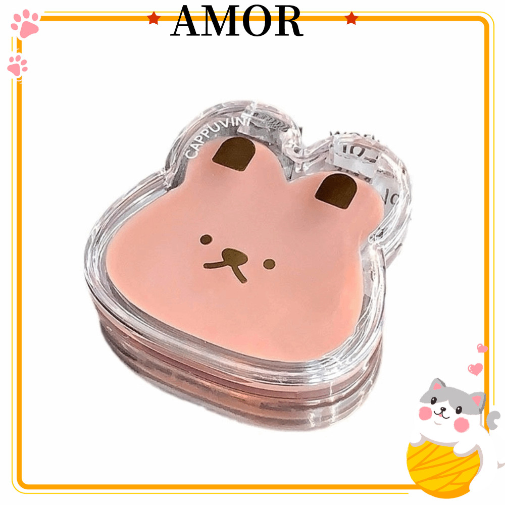 AMOR Puffy Highlight Blush, Jelly Hydrating Multi-Purpose Makeup Blusher, น่ารักการ์ตูนกระต่ายเกาหลี