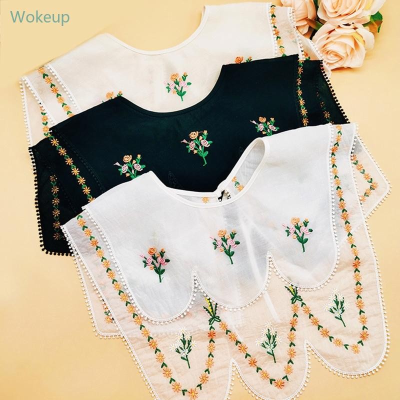 Wake False Collar DDickey Collar เย็บปักถักร้อย Venise Lace Up Neckline สวมใส่ง่ายที่ถอดออกได้ผู้หญิง