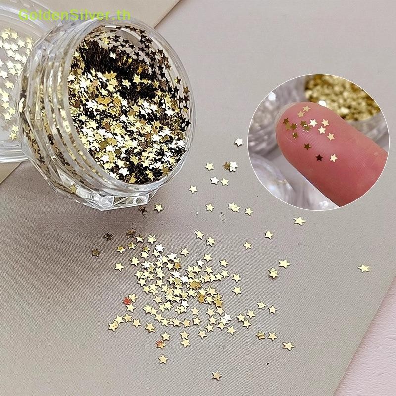 Goldensilver 1 มม.Mini Sparkling Star เล็บ Glitter ประกาย Pentagram ตกแต่งเล็บออกแบบร้านทําเล็บน่ารักอุปกรณ์เสริม DIY เล็บออกแบบ TH