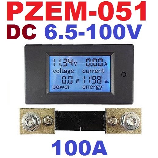 PZEM-051 Digital DC 6.5-100V 100A 4IN1 voltage current power energy Voltmeter Ammeter Watt Panel Met