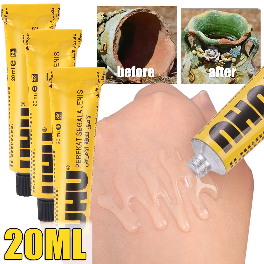 Uhu Germany Super Strong Glue - กาวไม้โปร่งใสทํามือ - กาวซ่อมรองเท้ากันน้ํา - สําหรับรองเท้าผ้าใบ Boot Leather - กาวฟรีเล็บในครัวเรือน