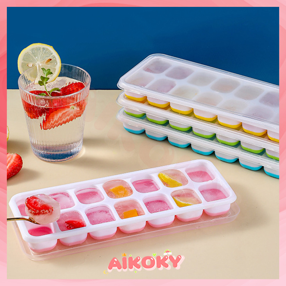 AIKOKY น้ำแข็งซิลิโคน ที่ทำน้ำแข็ง ถาดน้ำแข็ง พิมพ์ซิลิโคนบล๊อก 14 ช่อง วัสดุที่ปลอดภัยสามารถใช้ซ้ำได้ แม่พิมพ์น้ำแข็ง
