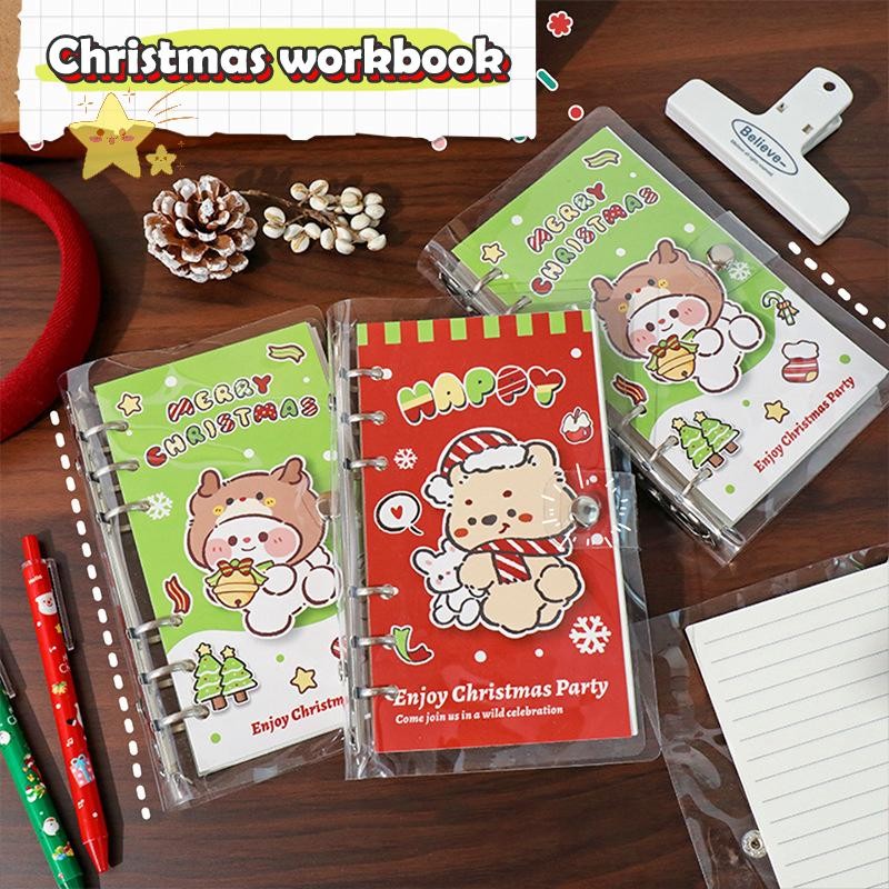 [JBTH] สร้างสรรค์น่ารักมินิหลวมใบหนังสือมือการ์ตูนคริสต์มาสที่ถอดออกได้ Notepad นักเรียนแบบพกพาโน๊ตบุ๊ค Kawaii อุปกรณ์การเรียน [JB]
