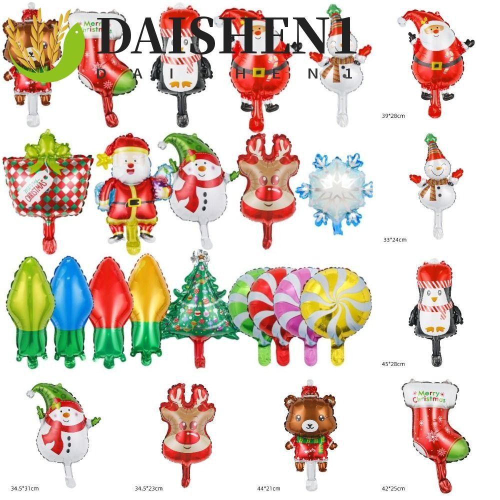 Daishen1 ลูกโป่งฟอยล์คริสต์มาส ฟิล์มอลูมิเนียม ลายการ์ตูนซานตาคลอส สโนว์แมน เพนกวิน สโนว์แมนเป่าลม สําหรับเด็ก