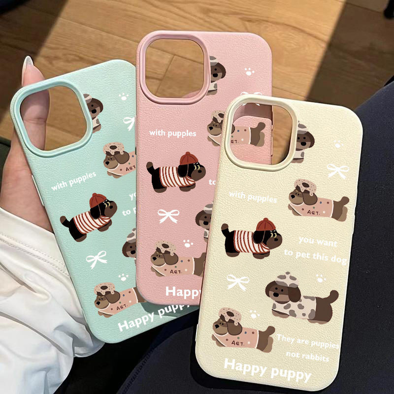 Spotted Dachshund สําหรับ Apple 16PROMAX เคสโทรศัพท์ IPhone15 พิมพ์หนัง 14 น่ารัก 13 ใหม่ Creative 12 บุคลิกภาพ Niche 11Promax การ์ตูน Xs ซิลิโคนนุ่มกรณี