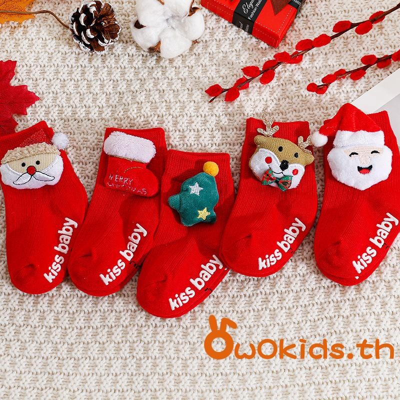 Grao-toddler Girls Boys ถุงเท้าต้นคริสต์มาสรองเท้า Santa Deer Decor เด็ก Dressy ถุงเท้าสั้นเด็กฤดูใบไม้ร่วงฤดูหนาวเจ้าหญิงถุงเท้า