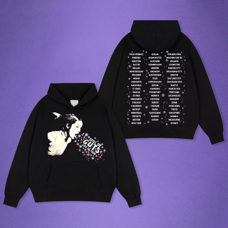 Olivia Rodrigo 2024 GUTS World Tour Aisa Merch Hoodie Plus ขนาดผู้ชายและผู้หญิง Vintage แฟชั่นพิมพ์เ