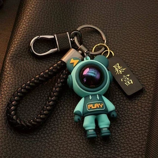 High-End Anti-Drop Durable Bear Men and Women Key Chain Couple Cartoon Cute Starry Sky Car Key Ring Pendant Key Car decorations PugT