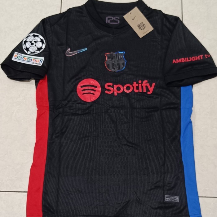 BARCELONA AWAY FOOTBALL JERSEY 2024/2025 FULLPATCH UCL