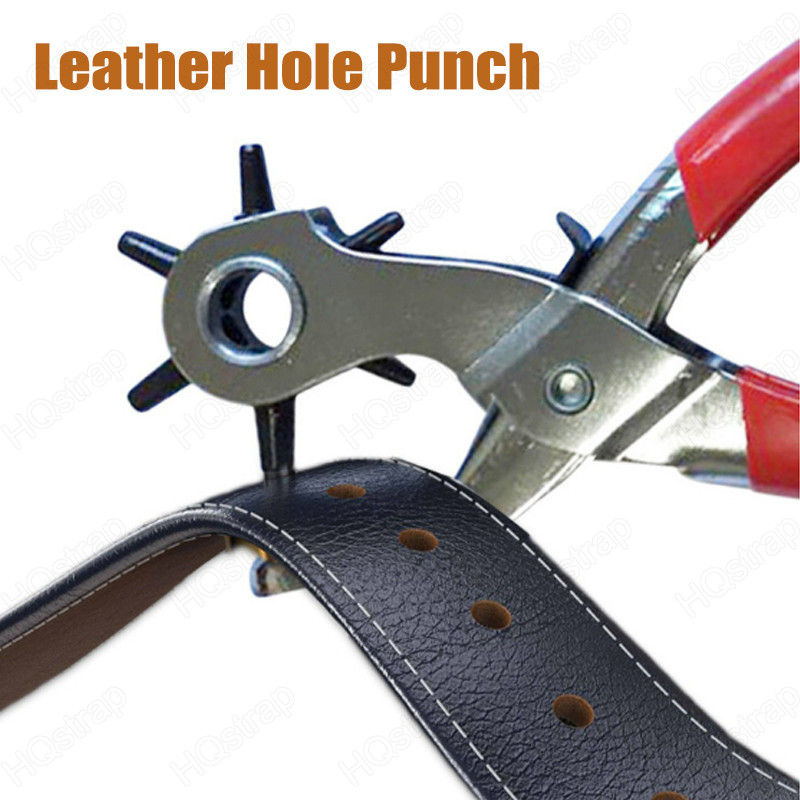 Leather Hole Punch ขนาด 6 รูหมุนเข็มขัดหนัง Hand Hole Puncher คีมเครื่องมือ 2.0/2.5/3/3.5/4/4.5 มม.