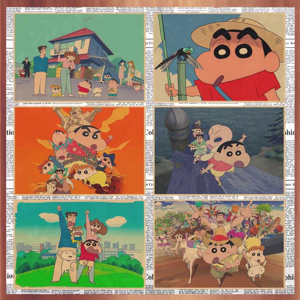 อะนิเมะญี่ปุ่น Crayon Shin-Chan โปสเตอร์การ์ตูนญี่ปุ่นอะนิเมะ Retro กระดาษคราฟท์ตกแต่งผนังภาพวาดภาพจิตรกรรมฝาผนัง