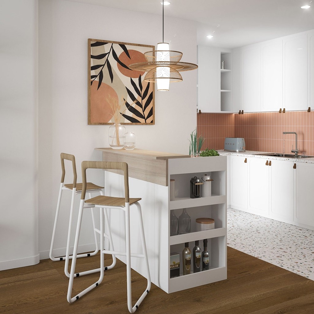 SB Design Square เคาน์เตอร์บาร์แบบนั่ง ขนาด 120 ซม. รุ่น Sendo (ชั้นวางฝั่งขวา) (120x70x100 ซม.)  แบรนด์ KUCHE