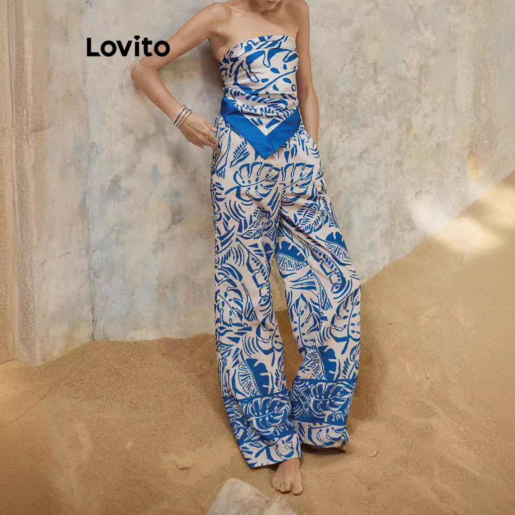Lovito ชุดเซ็ทกางเกง ลายเพสลีย์ สไตล์โบโฮ สำหรับผู้หญิง LNE68521