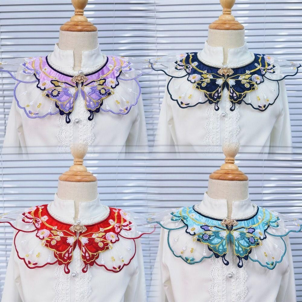 ผ้าคลุมไหล่ฮันฟู ออกแบบสวยงามด้วยเย็บปักถักร้อยลวดลายดอกไม้และผีเสื้อ เหมาะสำหรับเป็นอุปกรณ์เสริมในเสื้อผ้าสไตล์จีนของเด็ก - รูปที่ 6