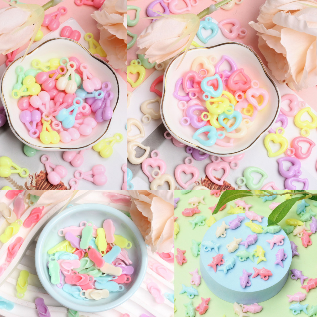 10/20 ชิ้นอะคริลิคสีลูกกวาดหลายสไตล์จี้ลูกปัดสําหรับ DIY สร้อยข้อมือสร้อยคอเครื่องประดับทํา