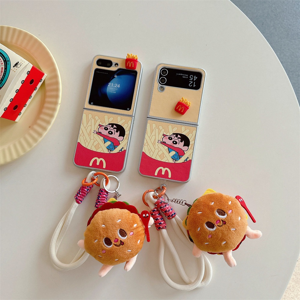 Samsung Galaxy Z Flip6 5 4 3 อร่อย French Fries Boy ใหม่รวมทุกอย่างป้องกันกรณี Full Encirclement Z Flip จี้สําหรับ Samsung Drop-proof ความคิดสร้างสรรค์ปลอก