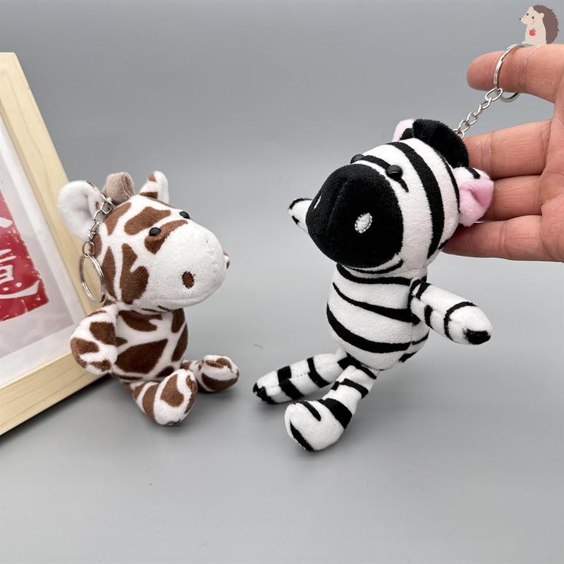 [IN] 1pc วันเกิดคริสต์มาสของขวัญน่ารักการ์ตูนสัตว์ Zebra สีน้ําตาลม้า Alpaca Donkey ยีราฟตุ๊กตานุ่มตุ๊กตาขนาดเล็ก Key แหวนจี้ TH