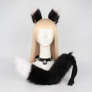 Lolita แถบคาดศีรษะ Fox หูหางเครื่องแต่งกายสัตว์ Plush Tail หมวกชุดผู้ใหญ่ผู้หญิงฮาโลวีน Christmas Pa