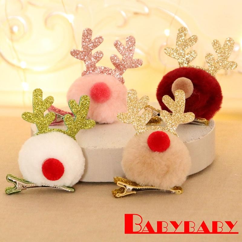 Bab-christmas น่ารักเงา Antlers Plush Bang คลิปเครื่องมือจัดแต่งทรงผมสําหรับสาวผู้หญิง