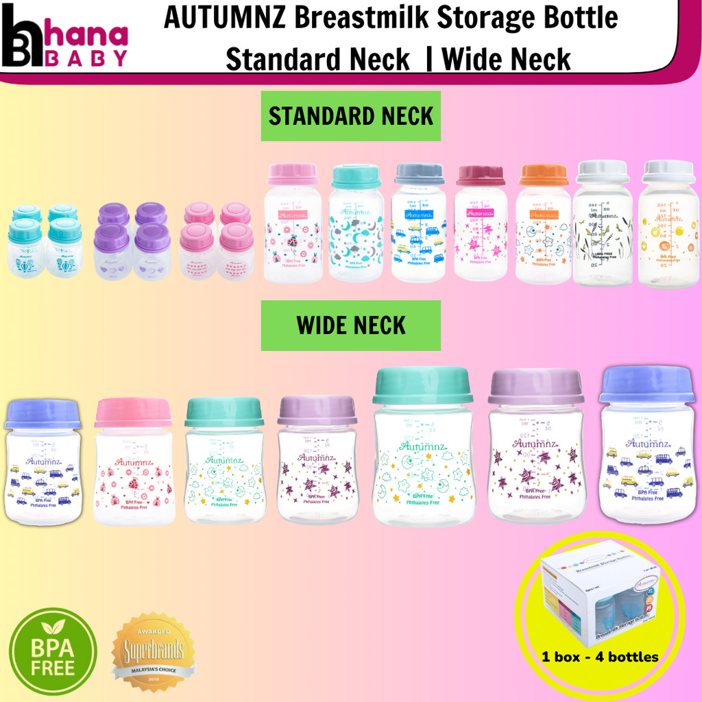 Autumnz Breastmilk Storage Bottle คอมาตรฐาน / คอกว้าง Botol Susu EBM 2Oz/5Oz /7Oz