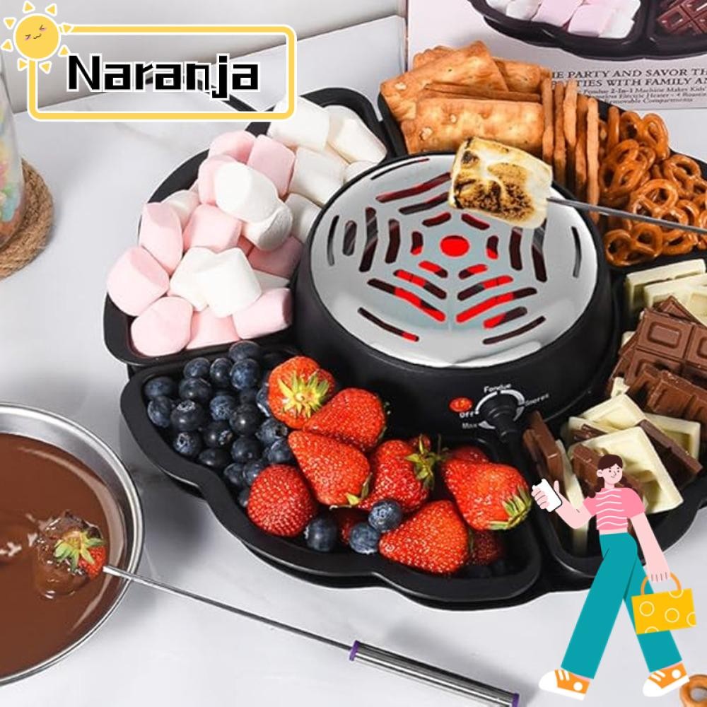 Naranja เครื่องคั่วมาร์ชแมลโลว์ไฟฟ้า, เครื่องคืนภาพยนตร์ชามอุ่น 4 ถาดที่ถอดออกได้, 4 ส้อมย่าง Flameless 2 In 1 Smores Maker Home