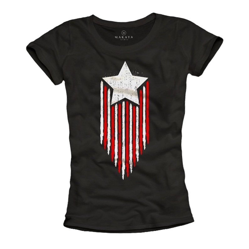 Women's Shirt USA Flag America Vintage Print Star America American Flag Women's Shirt US Flag Americ