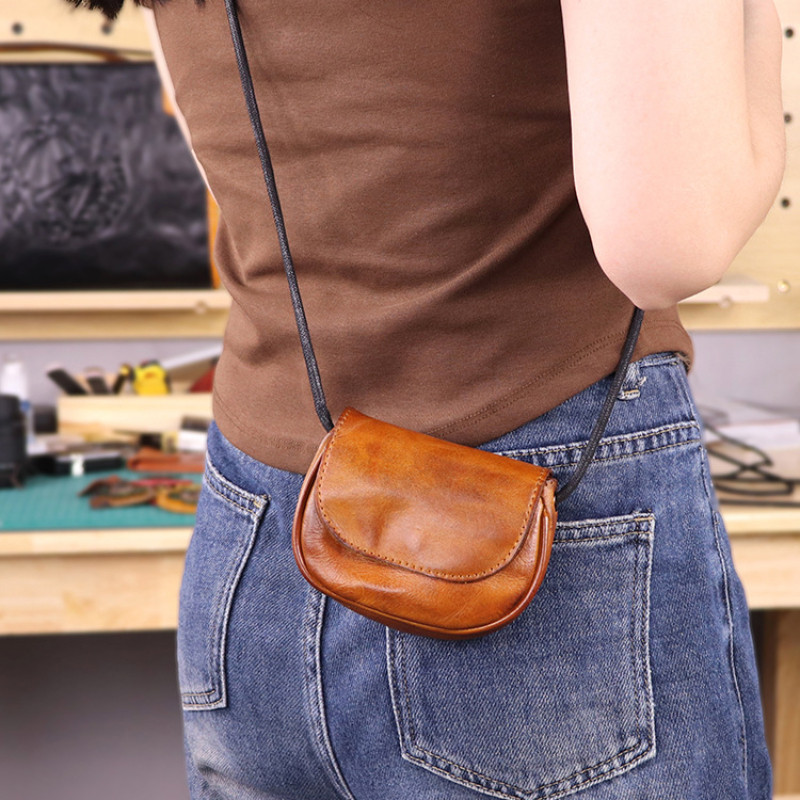 Vintage Mini Crossbody Bags Cowhide Womens Small Coins Crossbody Bag For Daily Use
