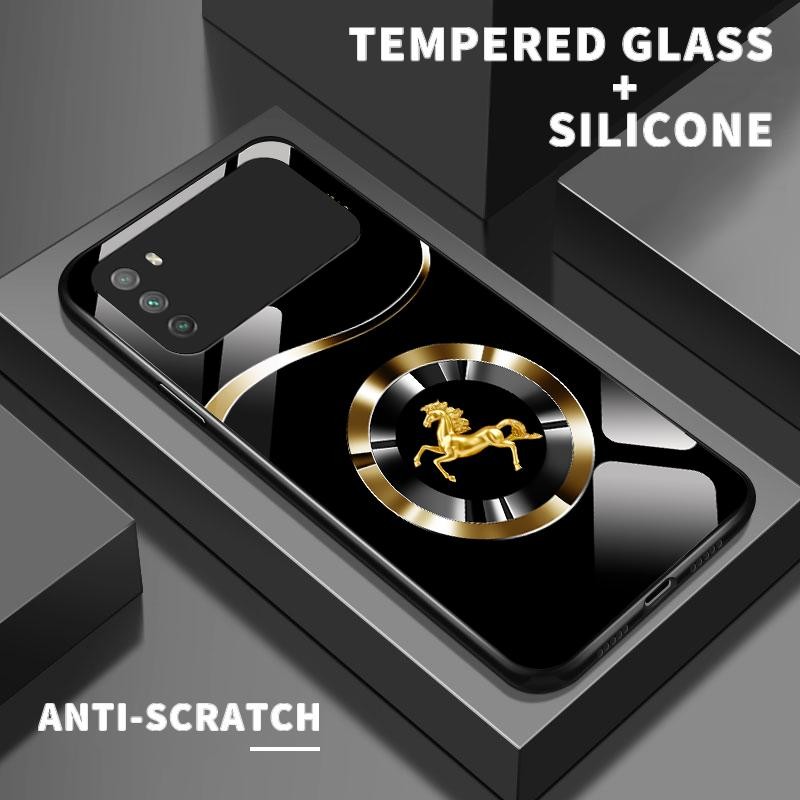 เหมาะสำหรับ POCO M3 C3 C31 M2 Pro กรณีโทรศัพท์มือถือ Simple Horse Logo เคส